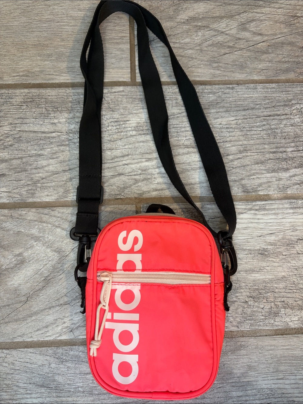 adidas Pink Mini Crossbody Sling Bag with Black Strap